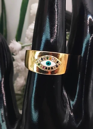 Bague acier inoxydable doré mauvais oeil – protection & tendance, marque: Boutique Île de Beauté, état: Neuf sans étiquette, taille: Ajustable, 3,95 €, 4,85 € Protection acheteurs (Pro) incluse
