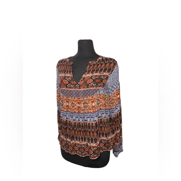 Lucky Brand Printed Peasant Top XS 1