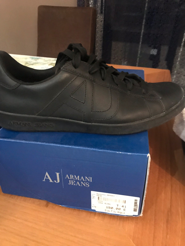 Basket armani jeans noir cuir Vinted