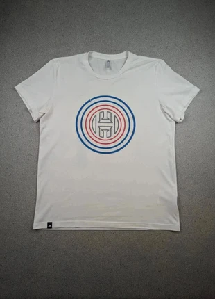 T-shirt Adidas blanc logo imprimé multicolore cercle | L Homme Climalite coton léger respirant, merk: adidas, staat: Heel goed, maat: L, € 6,00, € 7,00 inclusief Kopersbescherming Pro