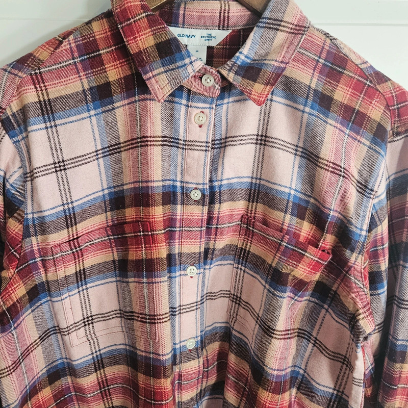 Red & Pink Plaid Boyfriend Flannel Top 2