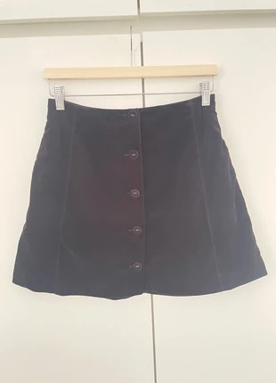 Rok corduroy donkerpaars FRNCH paris knopen zacht zakken herfst winter, marque: FRNCH, état: Très bon état, taille: S / 36 / 8, 10,00 €, 11,20 € Protection acheteurs incluse