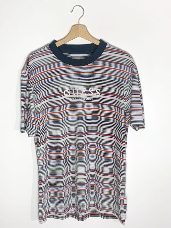 T Shirt Guess Vintage Rayure Blanc Bleu Rouge Taille S Vinted