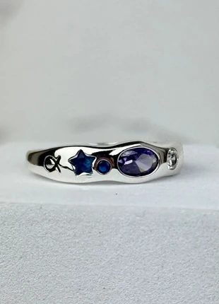 Bague Argent Sterling 925 Galaxie Pierres Multicolores Ajustable, marca: CHROME, estado: Muito bom, tamanho: Ajustável, €12.00, €13.30 inclui Proteção do Comprador Pro