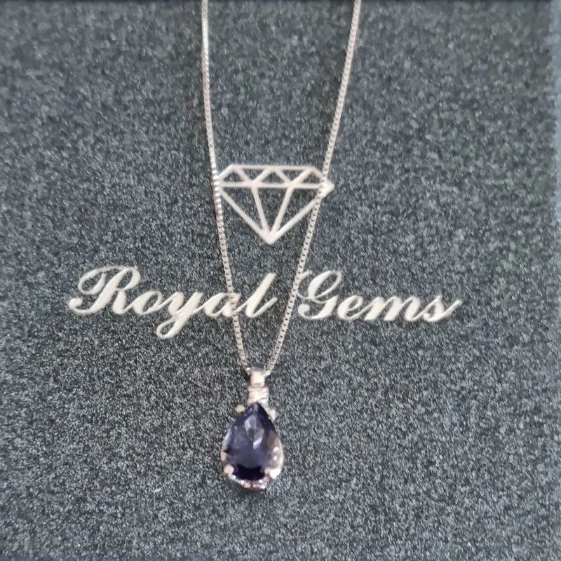 New Ladies 18kt white gold necklace with diamond and iolite 5
