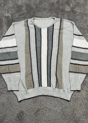Pull vintage style Coogi à rayures texturées gris rétro 80s 90s | Taille L Homme, brand: Vintage Dressing, condition: Very good, size: L, €30.00, €32.20 includes Buyer Protection