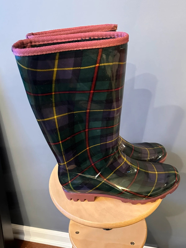 Rain Boots Size 10 Women Napa flex made in Italy Plaid 1