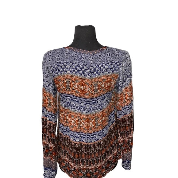 Lucky Brand Printed Peasant Top XS 3