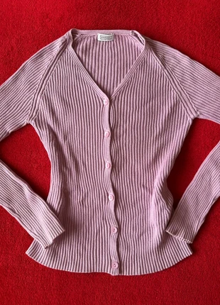 Y2K Coquette Lilac Ribbed Cardigan - 100% Cotton V-Neck Knit - Stefanel, brand: COQUETTE, condizioni: Ottime, taglia: M / IT 42 / EU 38, €13.00, €14.35 include la Protezione acquisti