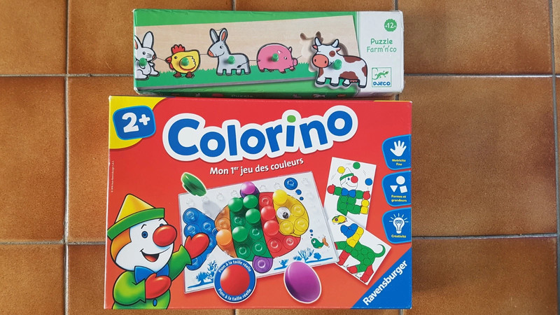 Puzzle Djeco 12mois et Colorino 2ans