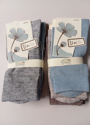 6 meias em linho e algodão, marca: Lin, estado: Novo com etiquetas, tamanho: M | 39-42, €14.50, €15.93 inclui Proteção do Comprador