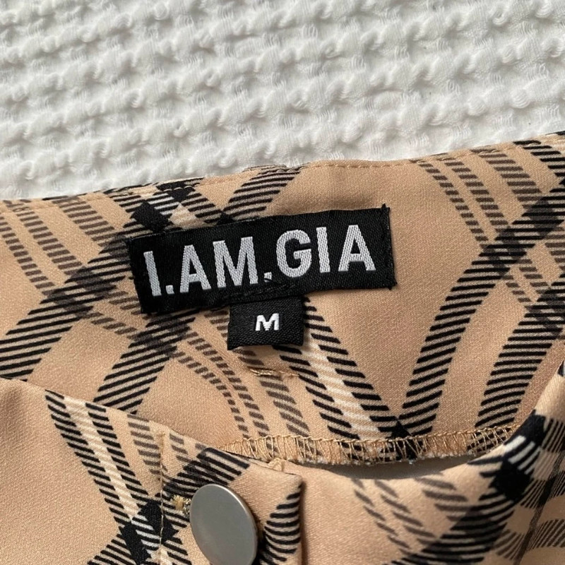 I.AM.GIA carmel tan check pants 3