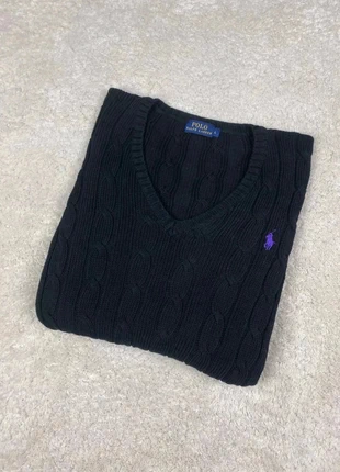 Pull Ralph Lauren Torsadé Col V Noir en pima coton logo violet 2A - L, marque: Ralph Lauren, état: Très bon état, taille: M / 38 / 10, 49,99 €, 53,19 € Protection acheteurs incluse