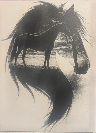 Tableau silhouette cheval et femme en toile 30x40cm, marque: Cavaliere, état: Neuf sans étiquette, 20,00 €, 21,70 € Protection acheteurs (Pro) incluse