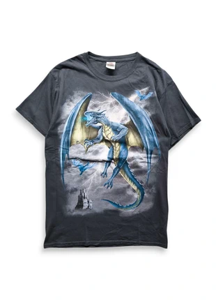 Vintage Y2K Blue Dragon Fantasy Graphic T-Shirt Grey Size M, brand: Fruit of the Loom, condizioni: Ottime, taglia: M, €16.00, €17.50 include la Protezione acquisti