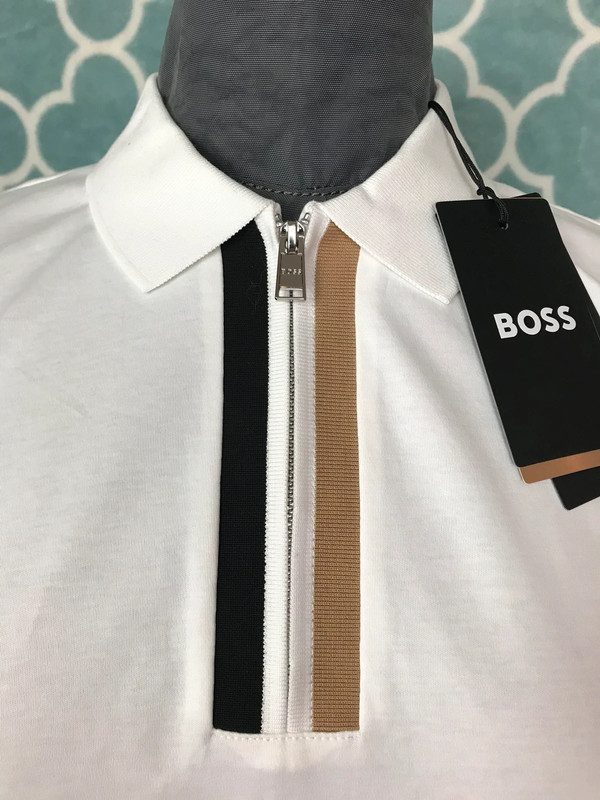 White Hugo Boss Polo Shirt, Mercerized Cotton, Men’s Small, New 2