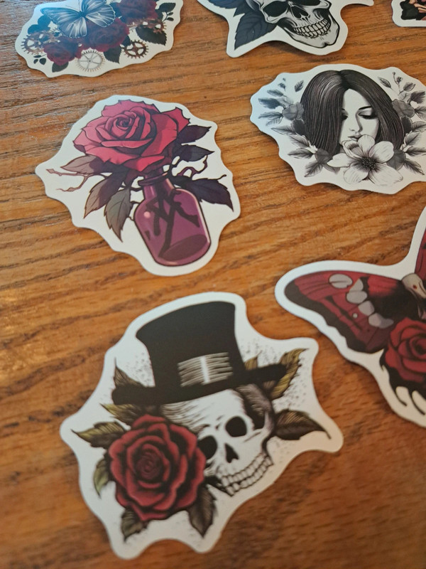 roses and skulls themed stickers 2