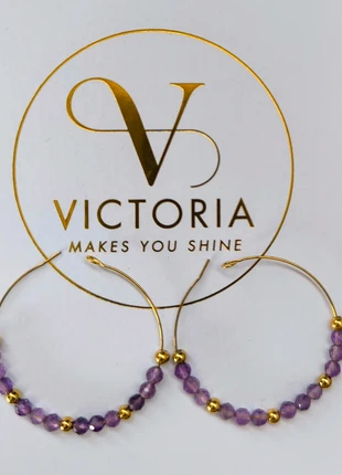 Boucles améthyste et acier doré, brand: Victoria Bijoux, condizioni: Nuovo con cartellino, €29.00, €31.15 include la Protezione acquisti