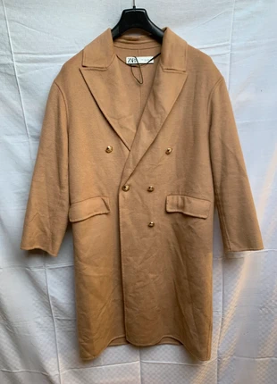 Manteau long croisé femme laine Zara marron claire - Taille L, marca: Zara, estado: Novo sem etiquetas, tamanho: L / 40 / 12, €14.00, €15.40 inclui Proteção do Comprador