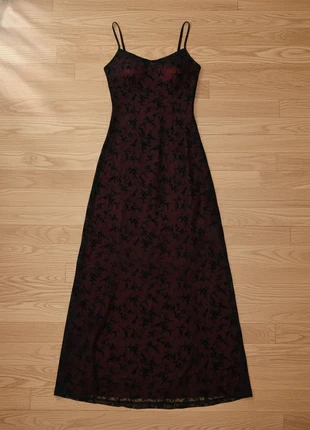 Robe longue bordeaux à motifs floraux velours – Taille M – gothique, vintage, chic, soirée, brand: Mirelia, condizioni: Ottime, taglia: M / IT 42 / EU 38, €58.20, €61.81 include la Protezione acquisti