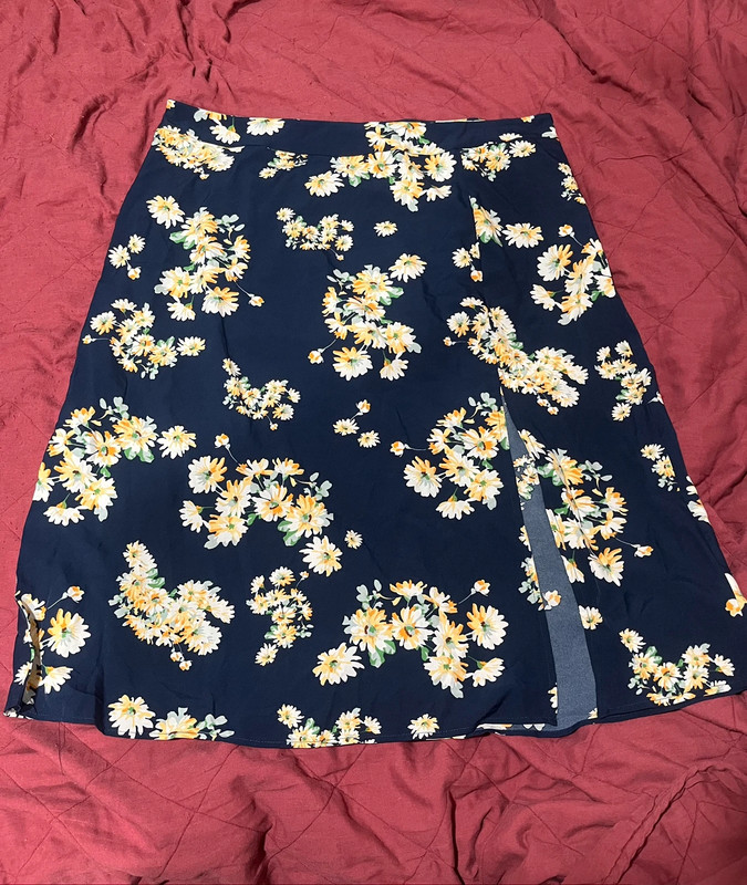 Blue Floral Midi Skirt 1