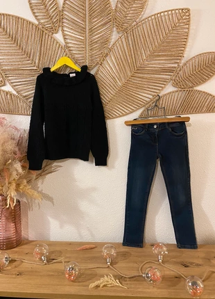 🌺 Pantalon jean + Pull Tao noir 8 ans – Look chic et confortable 👕, brand: Tape à l'œil, condition: Very good, size: 8 years / 128 cm, €10.00, €11.20 includes Buyer Protection