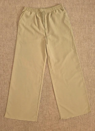 PrettyLittleThing Wide Leg Trousers UK 10 Khaki Women’s Casual Pants, brand: PrettyLittleThing, condition: Very good, size: M / 10, £3.45, £4.32 includes Buyer Protection