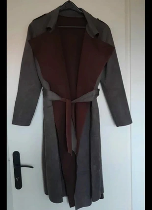 Trench femme long gris marron effet daim, estado: Muy bueno, tamaño: Talla única, 10,00 €, 11,20 € Protección al comprador incluida