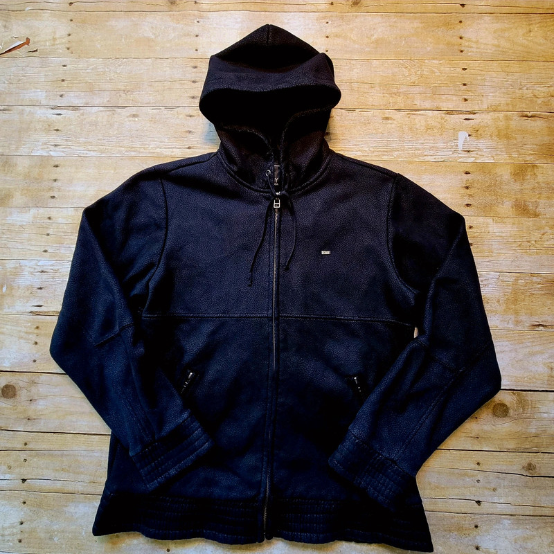 OBEY Propaganda Men s Full Zip Hoodie Bomber Jacket in Black Faux Leather Size Medium