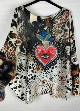 Pull léger femme imprimée cœur boho, zustand: Neu, mit Etikett, größe: XXL / 44 / 16, 18,00 €, 19,60 € inklusive Vinted-Käuferschutz