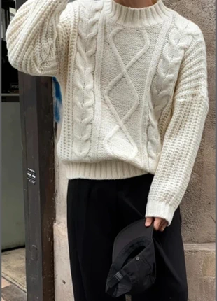 Pull homme torsadé col rond, chaud et doux pour l’hiver, tricot confortable uni, marque: Vintage Dressing, état: Très bon état, taille: M, 50,00 €, 53,20 € Protection acheteurs incluse