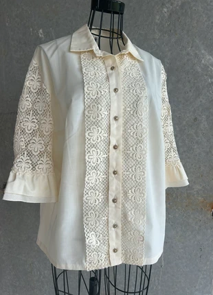 Vintage Diolen lace Blouse, marque: Vintage, état: Très bon état, taille: XL / 42 / 14, 25,00 €, 26,95 € Protection acheteurs incluse