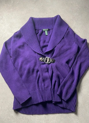 Cardigan à boucle avec col cheminée vintage Lauren Ralph Lauren violet - Taille L, brand: Lauren Ralph Lauren, condizioni: Discrete, taglia: L / IT 44 / EU 40, €9.99, €11.19 include la Protezione acquisti