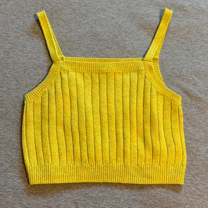 Cropped neon yellow cami 2