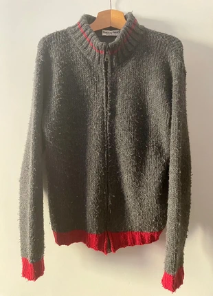Maglione grigio di lana con zip / wool sweater full zip suéter pull, marca: happy hour, estado: Muy bueno, tamaño: L, 4,50 €, 5,43 € Protección al comprador incluida