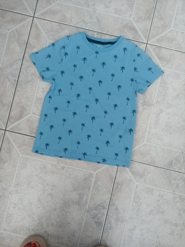 T shirt motif palmiers bleu