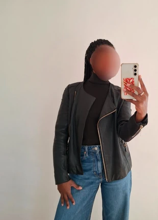 Ginger zwarte leren jas met ritsen size S, brand: GINGER, condition: Good, size: S / 36 / 8, €25.00, €26.95 includes Buyer Protection