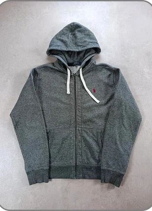 Sweat à capuche zippé Veste Ralph Lauren | gris chiné logo brodé rouge | taille M pour homme, brand: Ralph Lauren, condizioni: Ottime, taglia: M, €57.90, €61.50 include la Protezione acquisti Pro