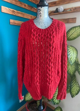 pull hiver rouge - vintage torsadé maille épais sweat - taille XL, brand: Vintage Dressing, condition: Very good, size: XL / 42 / 14, €35.00, €37.45 includes Buyer Protection