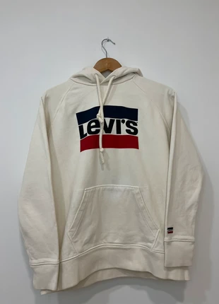 Levi’s Graphic Hoodie 90s - White with Red & Blue Logo - Size M, brand: Levi's, condizioni: Ottime, taglia: M, €14.00, €15.40 include la Protezione acquisti