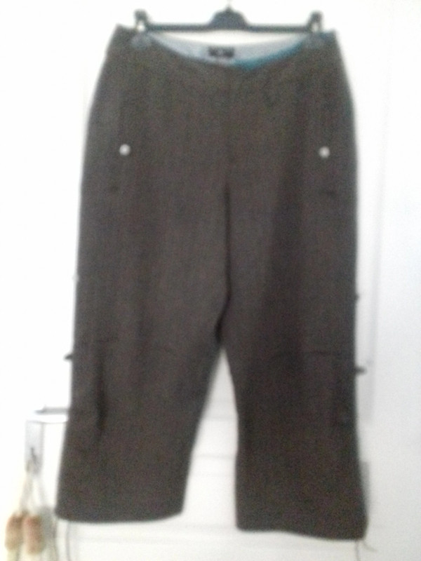 pantalon  large 7/8 eme marron rayé One Step 4
