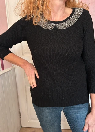 Pull maille manches trois quarts col Claudine en perles Cache-Cache, brand: Cache Cache, condizioni: Ottime, taglia: S / IT 40 / EU 36, €6.00, €7.00 include la Protezione acquisti