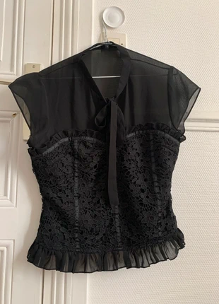 Haut noir style corset brodé vintage – Transparent, marke: Capsule, zustand: Neu, größe: L / 40 / 12, 16,00 €, 17,50 € inklusive Vinted-Käuferschutz