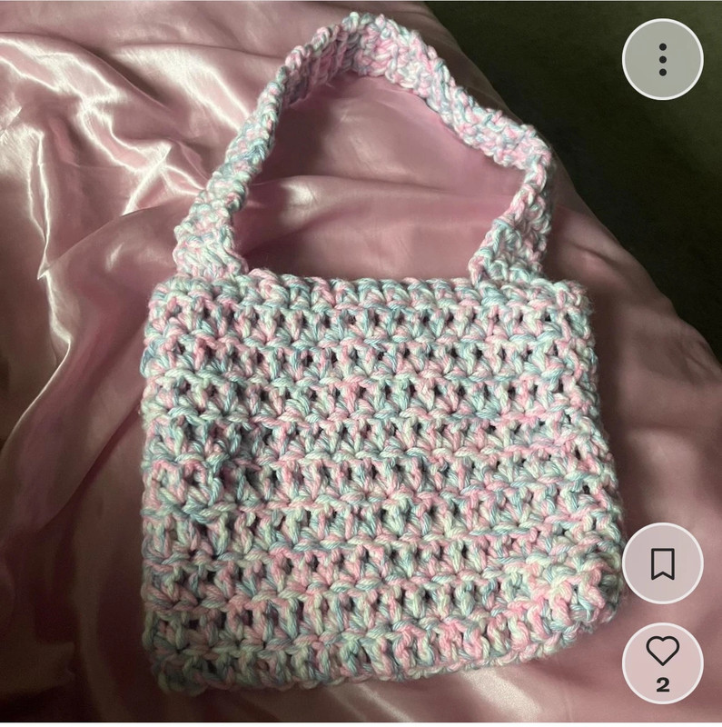 pink and blue handmade crochet bag