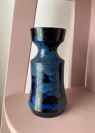 Studio Pottery Vintage Mid Century Blue Black West German Vase, condition: Very good, £22.00, £23.80 includes Buyer Protection Pro