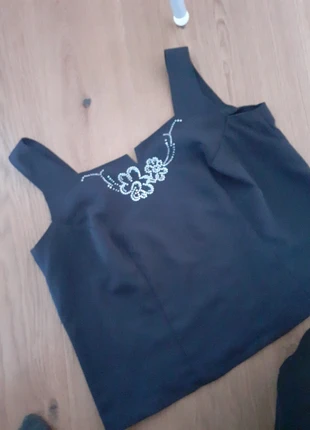 Top canotta elegante sottogiacca con decoro brillantini come nuovo, marque: ELEGANTE, état: Neuf sans étiquette, taille: XL / 42 / 14, 7,00 €, 8,05 € Protection acheteurs incluse