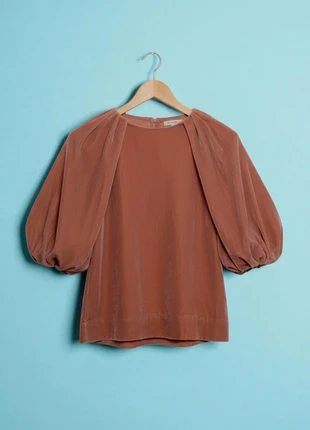 COS – Premium & Elegant Brown Velvet Top with Puffy Sleeves & Back Zipper – XS 🌟🌟, marque: COS, état: Très bon état, taille: XS / 34 / 6, 54,90 €, 58,35 € Protection acheteurs incluse