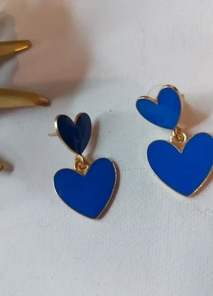 Boucles d'oreilles pendantes double petits coeurs bleu roi électrique, brand: vintage kawai, condizioni: Ottime, €7.90, €9.00 include la Protezione acquisti