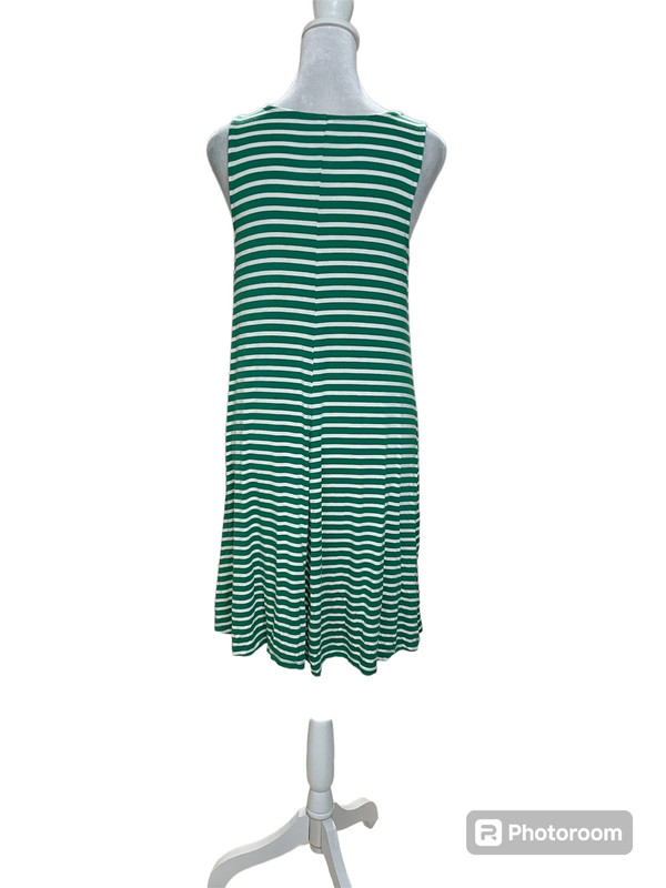 Old Navy Green & White Striped Sleeveless Knee Length Swing Dress Size Small 5