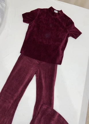 Ensemble côtelé bordeaux , brand: Bershka, condition: Very good, size: XS / 34 / 6, €15.00, €16.45 includes Buyer Protection